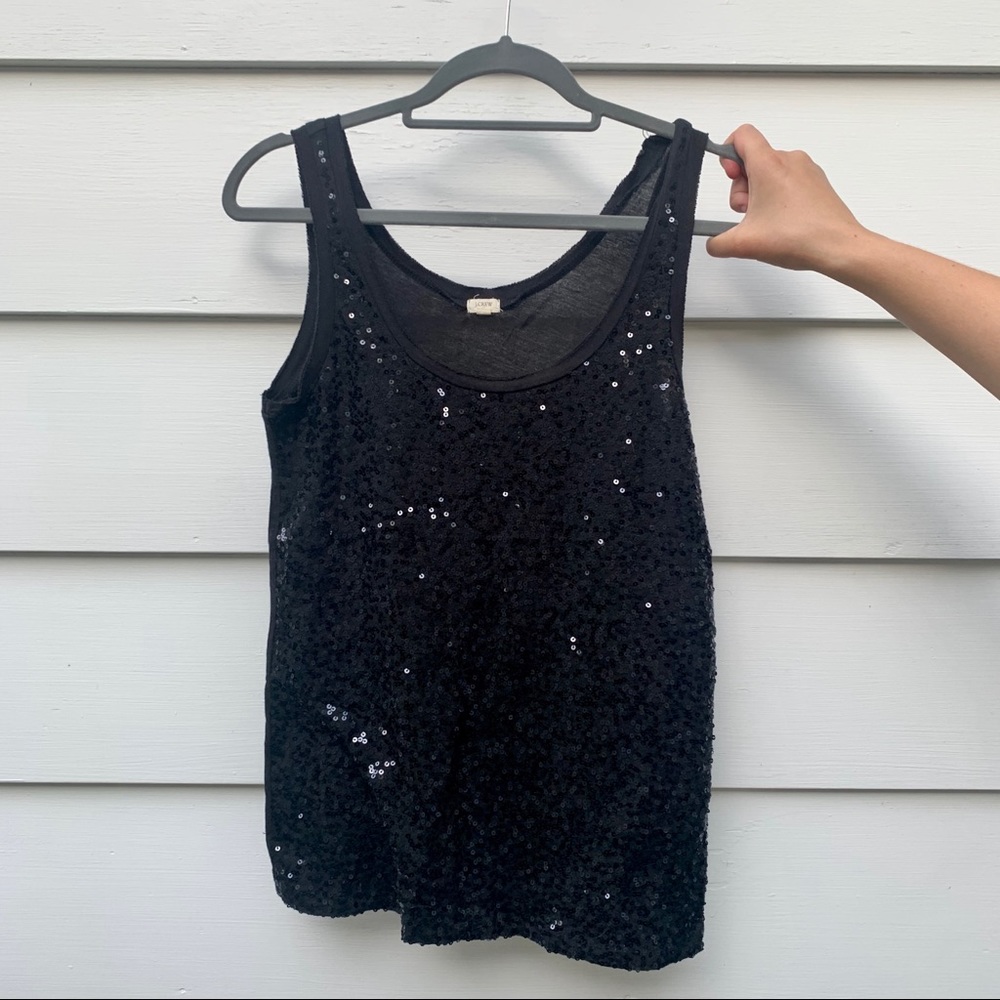 J. CREW Sequin Black Tank Top